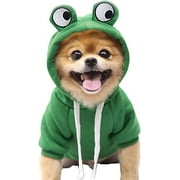 XIAOYU Pet Clothes Dog Hoodies Warm Sweatshirt Coat Puppy Autumn Winter Apparel Jumpsuit with Eye Hood, Frog, XXL