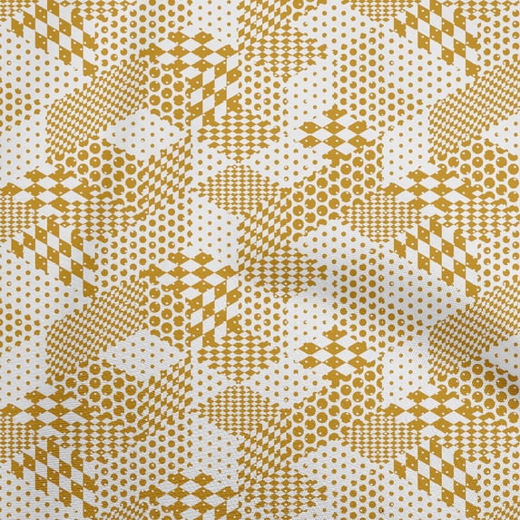 oneOone Cotton Poplin Twill Yellow Fabric Geometrical Mix Sewing Material Print Fabric By The Yard 56 Inch Wide