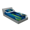 thumbnail image 2 of Ambesonne Abstract Fitted Sheet & Pillow Sham Set, Jazz Music Keys Guitar, Twin, Navy Green White, 2 of 2