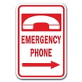 thumbnail image 1 of SignMission Emergency Phone w/Right Arrow 12" x 18" Heavy Gauge Aluminum Signs, White, 1 of 4