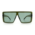 thumbnail image 4 of Rimless Oversized Monoblock Shield Rectangle Mobster Plastic Sunglasses All Green, 4 of 7
