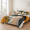 thumbnail image 2 of Twin Quilt Set 68''x86'', Boho Middle Century Lightweight Summer Bedspread Coverlet Set with 2 Pillow Shams, Abstract Orange Geometric Leaves Breathable All Season Quilt Bedding for Dorm/Bedroom, 2 of 9