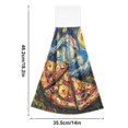 thumbnail image 6 of Yayeee Kitchen Hanging Hand Towels Set of 2 with Loop Bathroom Absorbent Tie Towel, Starry Pizza, 6 of 7