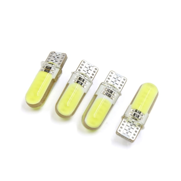 4Pcs Silicona Bombilla T10 COB LED Blanco Luz de Tablero Interior Coche W5W 2825 192 194
