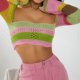 thumbnail image 4 of SAYOO Tops Cortos de Punto para Mujer, Camisa de Patchwork de Punto de Ganchillo de Manga Larga Acampanada con Cordón en la Espalda Streetwear SAYOO  casual, 4 of 9
