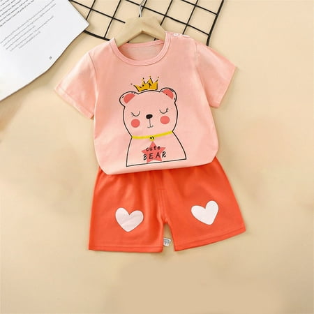 Lolmot Toddler Kids Baby Boys Girls Fashion Cute Short Sleeve Puppy Print  Casual Suit 