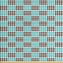 Plaid Sofa Upholstery Fabric by the Yard, 2 Colored Pattern with Little Checks and Diagonal Lines Retro Modern, Decorative Fabric for DIY and Home Accents, Dark Brown Seafoam White by Ambesonne