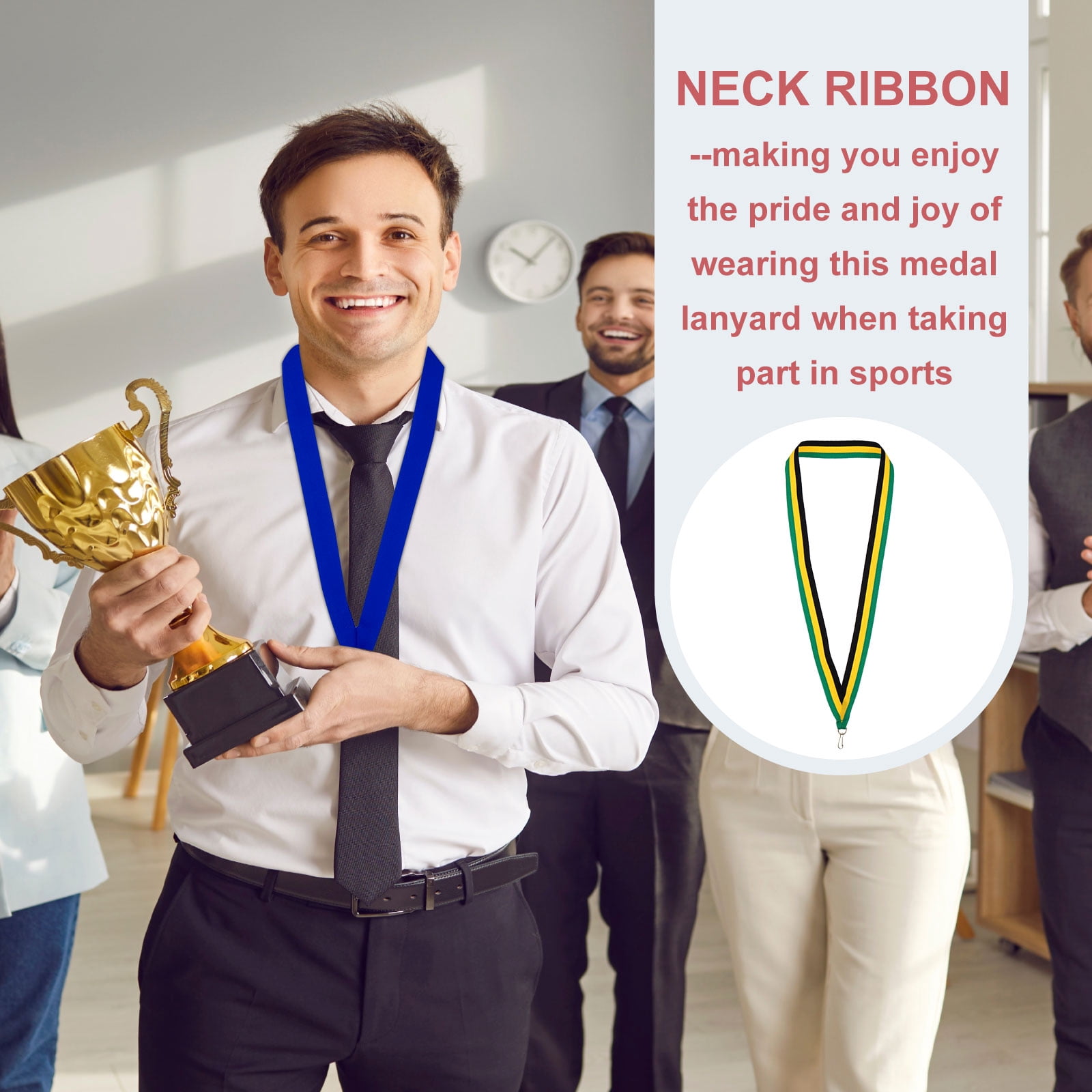 Uxcell 50Pcs Award Neck Ribbons with Snap Clip Medal Lanyards Black/Yellow/Green
