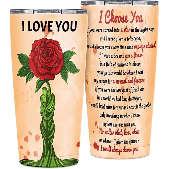 Gifts for Wife Ideas Tumbler, Gifts for Her from Husband, 20oz Travel Tumbler Romantic Gifts, I Choose You Gifts for Her, Couple Wedding Anniversary Valentines Day Birthday Christmas Gifts