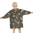 thumbnail image 3 of Football Pattern Blanket Hoodies for Kids 6-13YR Oversize Wearable Blanket Hoodies for Boys Girls Teens, 3 of 7