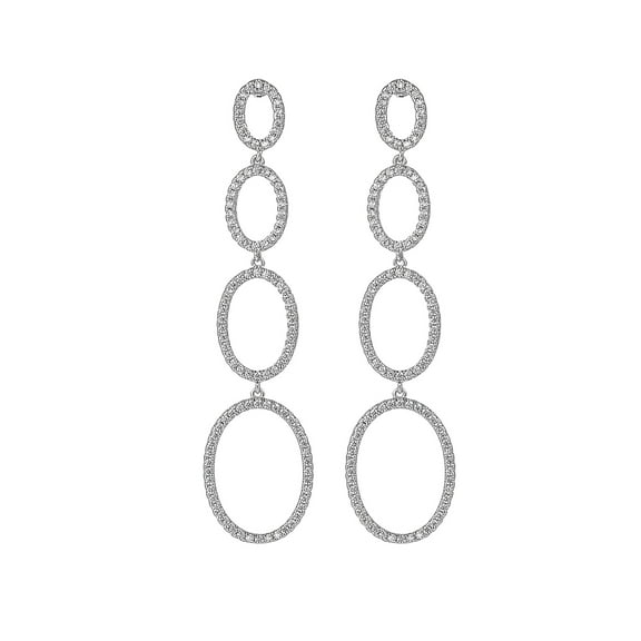 Silver-Tone Quad Oval Drop Earrings