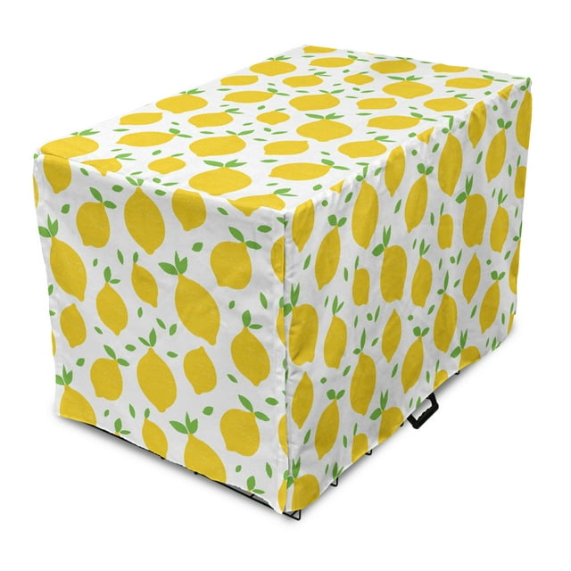 Lemons Dog Crate Cover, Continuous Modern Summer Themed Tasty Citrus