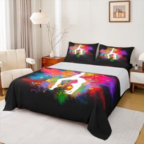 Castle Fairy Teens Gymnast Girl 4pcs Bed Sheets,Dreamy Princess Dance Theme King Sheets,Abstract Gradient Graffiti Splash Super Cozy Sheet Set,Ultra Soft Home Decor