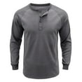 thumbnail image 4 of DDAPJ pyju Men's Classic Fit Henley Shirts Raglan Long Sleeve Button Up T-shirts Basic Solid Casual Athletic Tee Shirt Lightweight Work Shirts Flash Deals Today Gray XL, 4 of 5