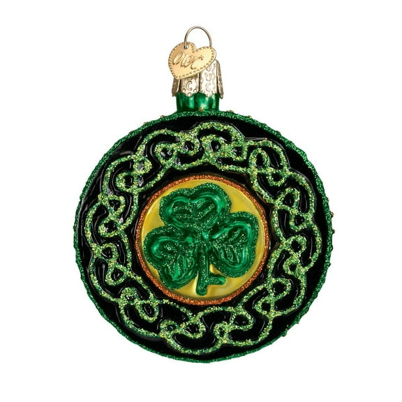 Old World Christmas Irish Gift Collection Glass Blown Ornaments for Christmas Tree Celtic Brooch
