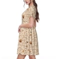 thumbnail image 2 of Fotbe Coffee Time Vestido Largo de Moda para Mujer, Vestido Tipo Camiseta con Manga Corta y Estilo Casual a Rayas y Bloques de Color, 2 of 6