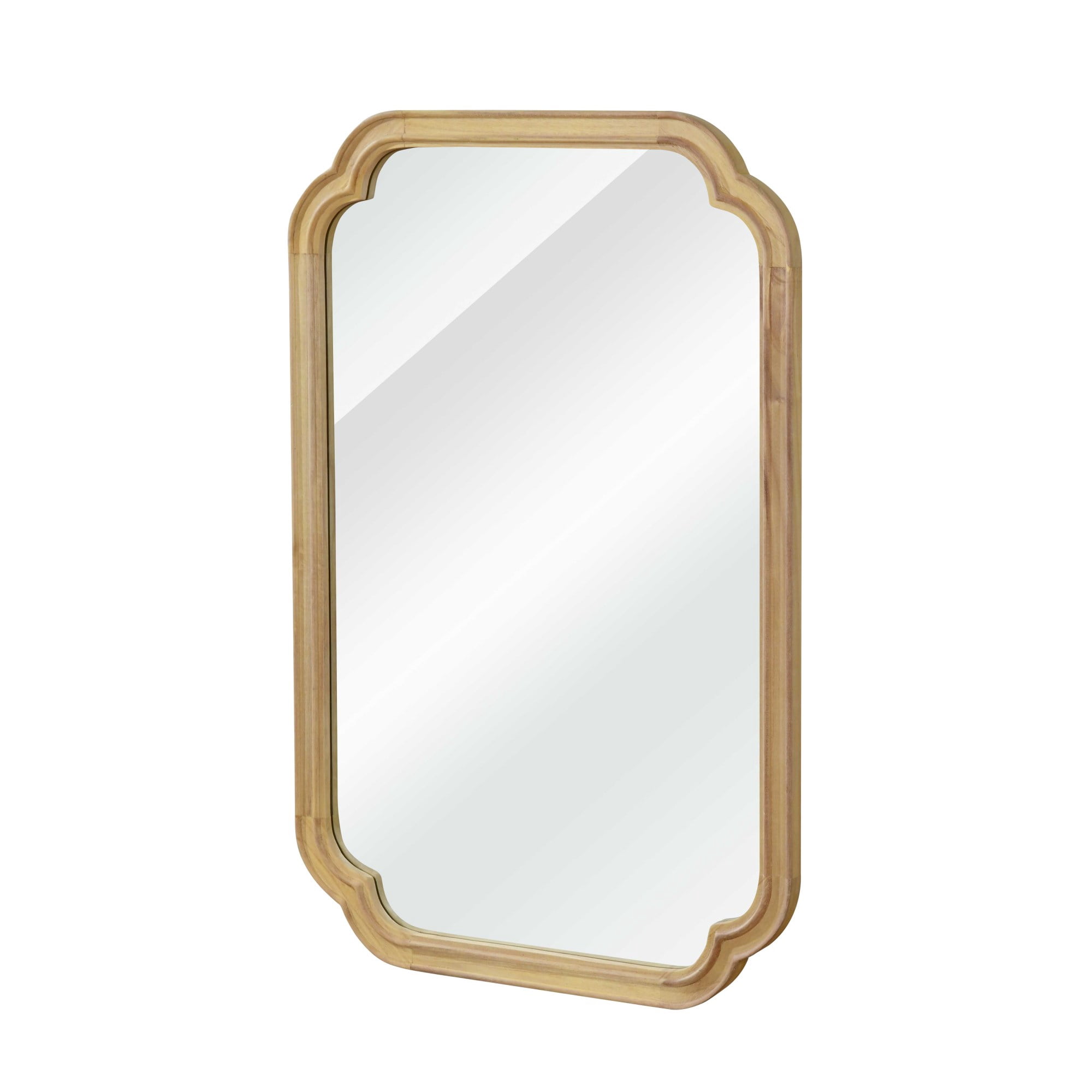 Leumius 24"x 36" Decorative Mirror, Solid Wood Frame Rounded Corner Mirror for Bedroom Bathroom Living Room Entryway Natural