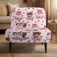 thumbnail image 2 of HELLHERO Pink Cat Pattern Dustproof Decorations Armless Chair Slipcover Non Slip Armless Accent Chair Cover for Armless Couch, 2 of 8