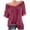 Wine, variant on Vivianyn HD Women's Off Shoulder Blouse, Lace Trim Short Sleeve Loose Fit Casual Top with Drawstring,Wine,Size S-XXXXXL