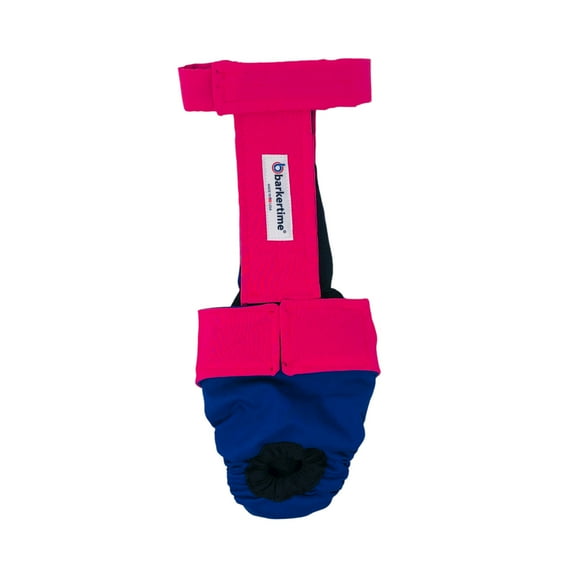Barkertime Hot Pink on Blue Dog Diaper Overall