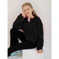 thumbnail image 2 of Hotiary 7-14Y Girls Casual Half Ziper Hoodies Long Sleeve Solid Color Pullover Sweatshirts With Thumb Hole, 2 of 8