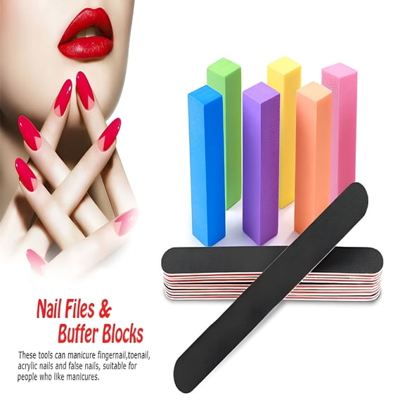 EXLEAF Nail Files Emery Board 12 Pack, Round Top Washable Reusable, For Fingernails Toenails