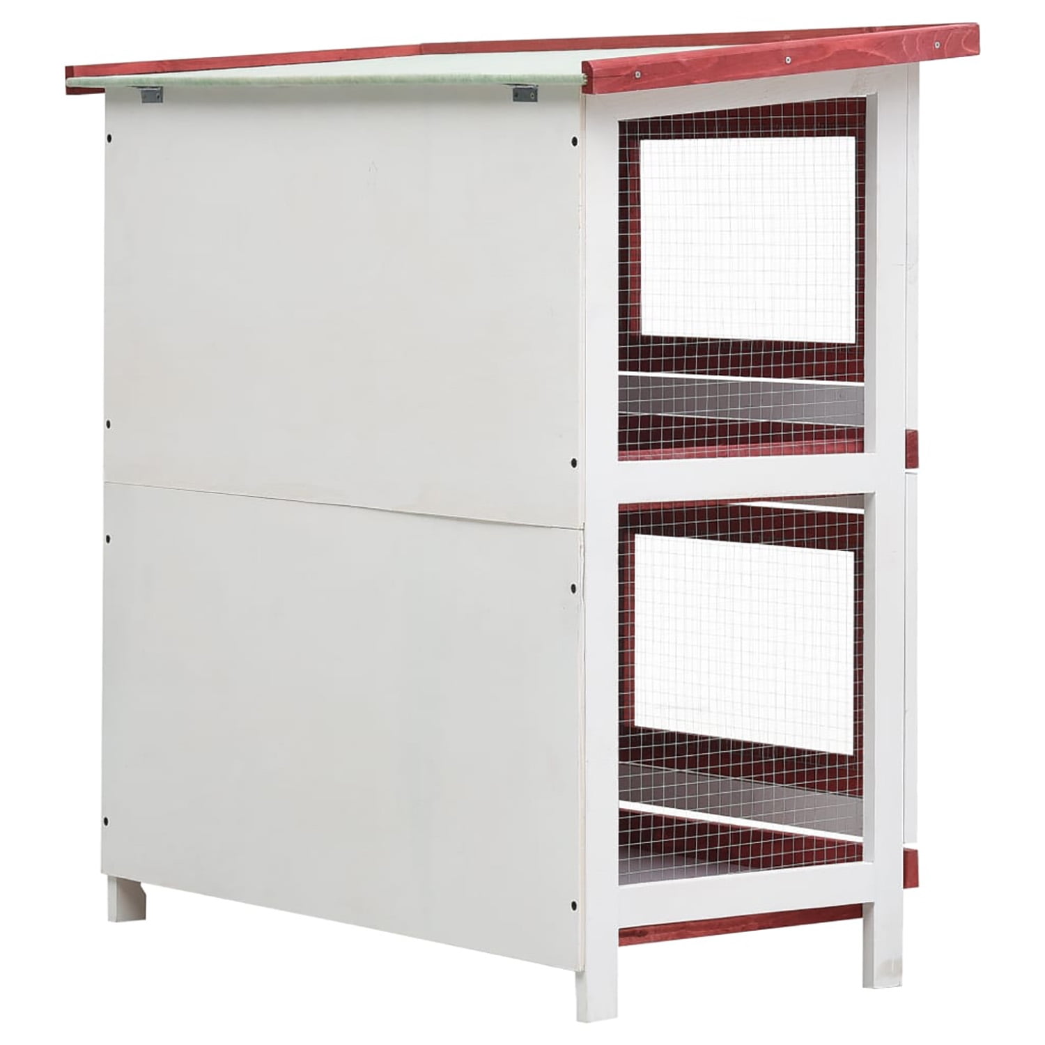 Pefilos 35.4" Wooden Rabbit Hutch, 2 Story Large Bunny Cage 4 Doors Coop for Indoor or Outdoor, Small Animal Pet Cage, Red Pefilos 35.4" Wooden Rabbit Hutch, 2 Story Large Bunny Cage 4 Doors Coop for Indoor or Outdoor, Small Animal Pet Cage, Red