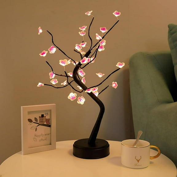 NestE 36 LED Cherry Blossom Sparkly Fairy Spirit Tree Lights, Twinkling Tree 3AA&USB Powered, Tabletop DIY Artificial Tree Lamp for Bedroom Christmas Indoor Room Decor Lights (Warm White)