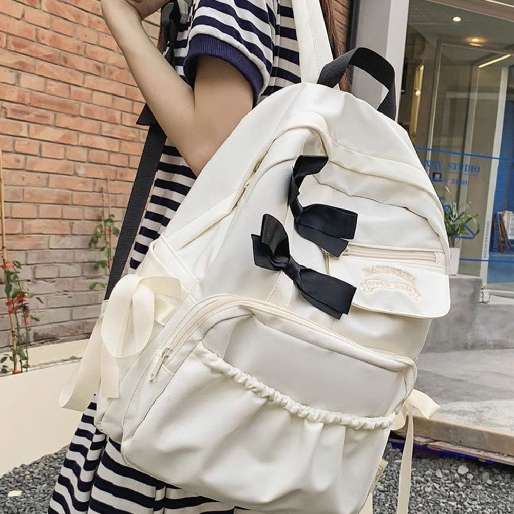 Yvsxxv Backpack, Women's Casual Bow Aesthetic Daypack, White