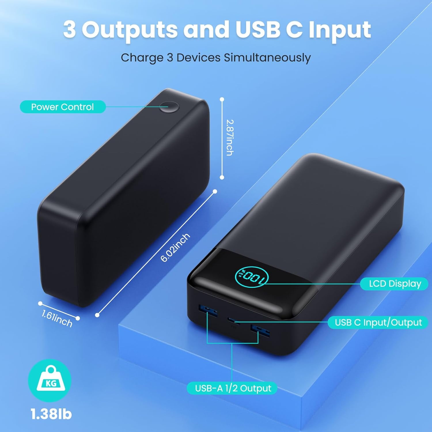 Portable Charger 50800mAh Power Bank,25W PD C 4.0 USB C Fast Charging External Battery Pack,Travel Outdoor Essentials Portable Cell phone Charger Compatible with iPhone 17/16/15/14/13,Samsung,Android