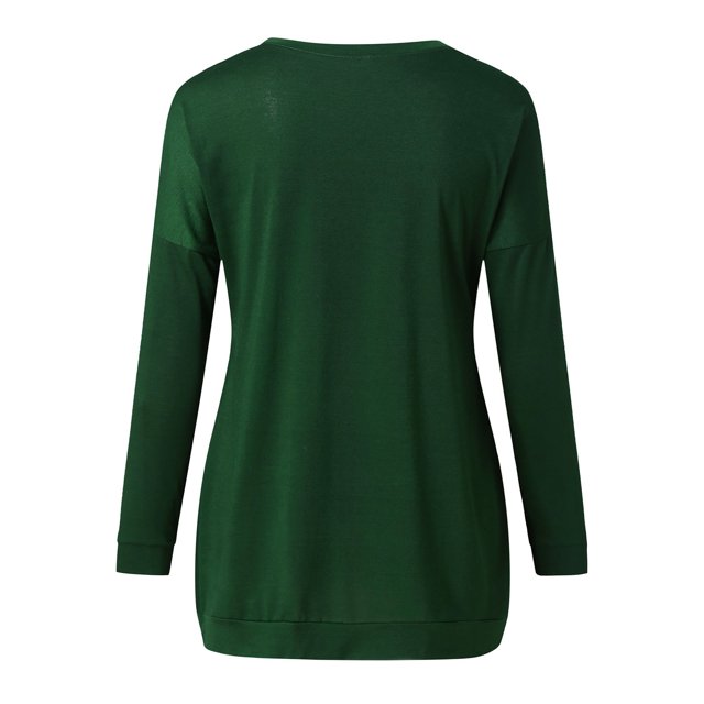 Chemise à Manches Longues Imprimée O Col Poches Haut Graphique Chemisier