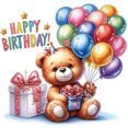 thumbnail image 1 of 5D DIY Taladro Parcial Con Forma Especial Cumpleaños Oso Peluche 30x30cm, 1 of 9