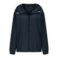 thumbnail image 6 of Enjoytime Womens Rain Coat Solid Color Full Zip Waterproof and Windproof Raincoat with Hood Lightweight Outdoor Hiking Travel Windbreaker, 6 of 7