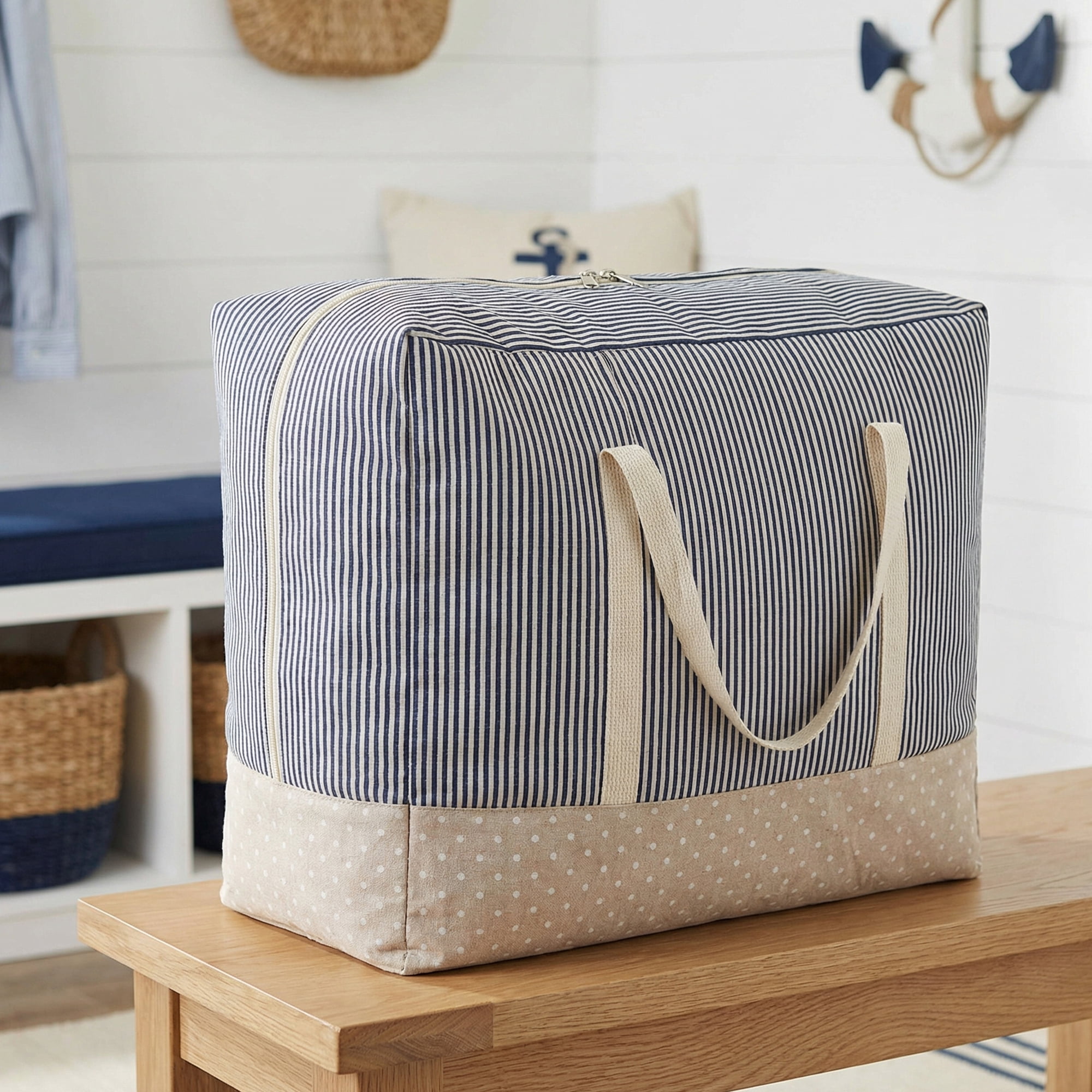 Unique Bargains Clothes Storage Bag for Closet Organizer Blue 22.8"x15.7"x11.8"