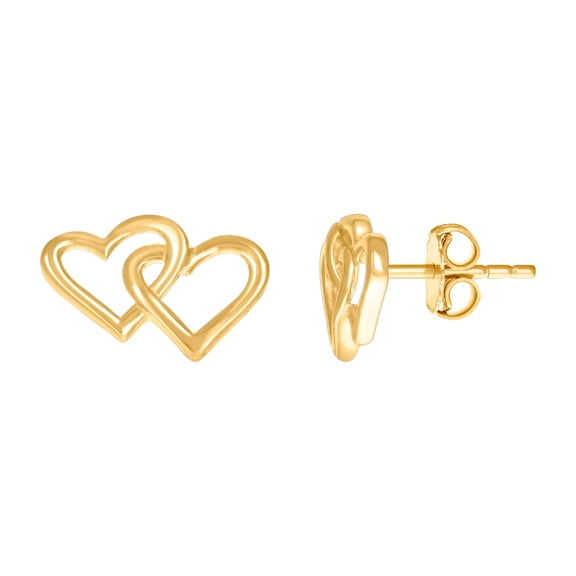 14k Yellow Gold Womens Intertwined Love Hearts Stud Earrings 9.6x13.5mm Wide Stud Earring for Women