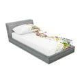 thumbnail image 2 of Ambesonne Floral Fitted Sheet & Pillow Sham Set, Summer Lady Silhouette, Twin, Multicolor, 2 of 2