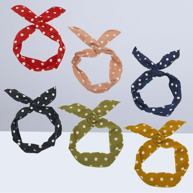 6pcs Cloth Hair Hoops Headbands Hair Bands Round Dot Pattern