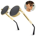 thumbnail image 1 of 1 pcs Polarized Sunglasses For Men, Uv Protection, Round Gothic Shades Style Women, Metal Circle Frame, 1 of 9