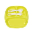 thumbnail image 2 of Visland 3-Piece/Set Kid Plate Set Toddler Plates Dinnerware Dinner Dish Set Baby Feeding Divided Plate - Baby Spoon and fork for Kids and Toddlers Teaches Child Portion Control, 2 of 7