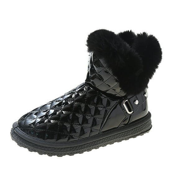 Womens Winter Snow Boots Warm Comfortable Fur Lined Waterproof Mid-Calf Ankle Boots Outdoor Non-slip Short Boots