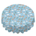 thumbnail image 2 of Easter and Rainbows Blue Pattern Round Tablecloth 60", Wrinkle-Resistant Wipeable Cover for Kitchen, Dining, Picnic & Patio, 2 of 6