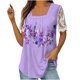 thumbnail image 1 of Camisas de Mujer Casual Impreso Cuello Redondo Manga Corta, Camisa Casual para Uso Diario Y de Fiesta, 1 of 5