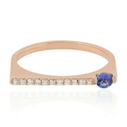 Natural Tanzanite 10K Rose Gold Designer Stackable Band Ring Jewelry