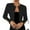 B-Black, variant on Women's Elegant Long Sleeve Open Front Blazer with Gold Button Detail, Stylish Cropped Jacket for Office and Party Wear