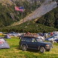 thumbnail image 2 of Yescom EZ GO 25ft Portable Telescoping Black Flag Pole with Tire Mount for Outdoor RV Camping Tailgate Party, 2 of 9