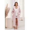 thumbnail image 4 of Heartnice Womens Hooded Plush Long Robe, Soft Warm Fleece Bathrobe for Women Fluffy Cute Spa Robe（ Light Pink, L/XL）, 4 of 5