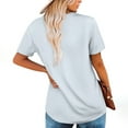 thumbnail image 4 of Women Short Sleeve Tops Fake Two Piece Loose Pleated Layered Blouse Shirt Hide Belly Tunic Tops A-White, 4 of 7