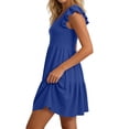 thumbnail image 4 of Uootdi Robes d'Été pour Femmes à Col en V, Manches à Volants, Ourlet à Volants, Robes Douces et Confortables, Coupe Décontractée, Mini Robes, Tenue de Vacances, Cadeau, 4 of 6