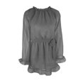 thumbnail image 5 of Sngxgn Women Square Neck Lantern Long Sleeve Ruched Mini Dress(Grey,S), 5 of 5