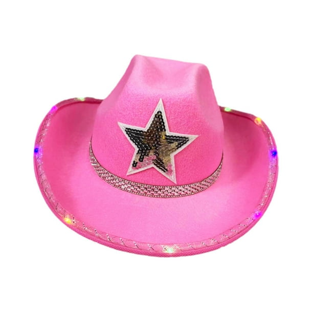 Sombrero de vaquero, sombrero de vaquera, gorras para festivales, mujeres, niñas, montar a caballo Rosa